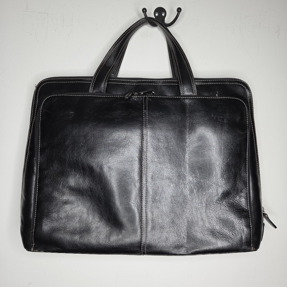 Fossil Handbags - FOSSIL LapTop Off-BLACK LEATHER Work  Organizer Mens Womens UNISEX